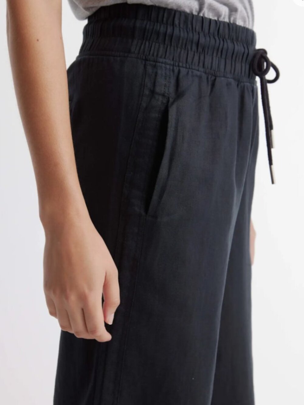 Quince 100% European Linen Wide Leg Pants Black Size M - Like New - Picture 3 of 6
